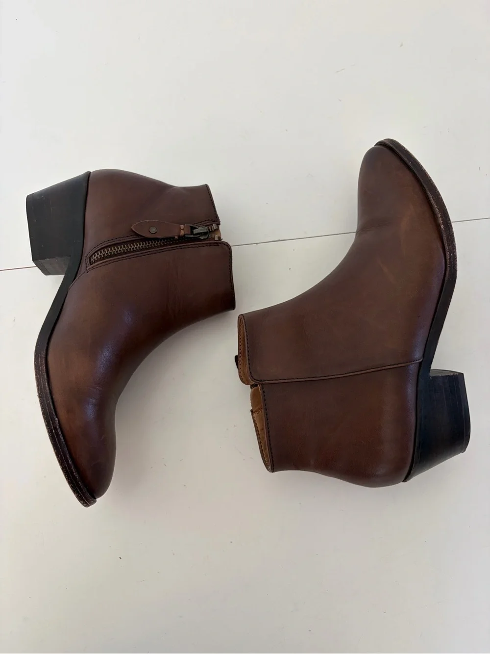 Thursday Boot Company Downtown Bootie Amaretto Brown Leather Ankle Boots